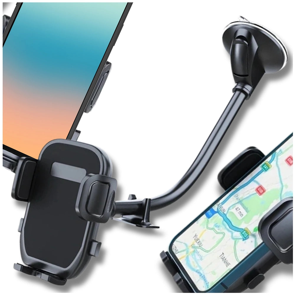 Automobilinis telefono laikiklis juodas, ilga rankena A32