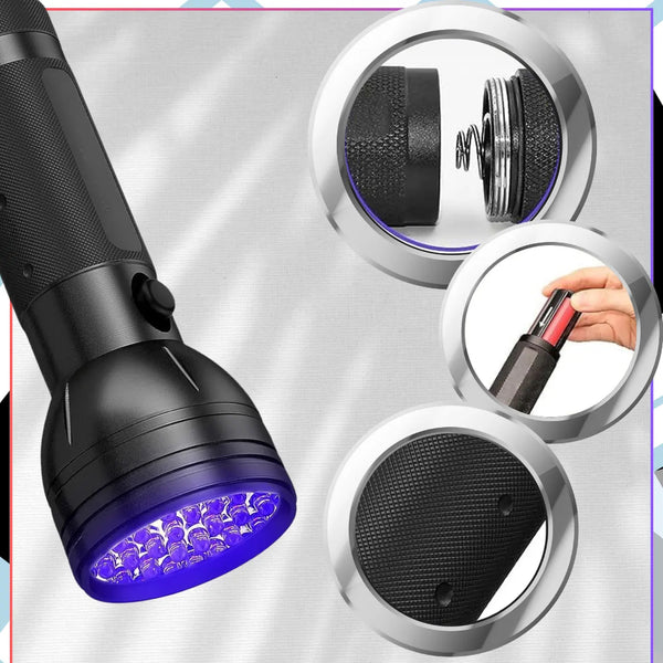 UV žibintuvėlis juodas aliuminis 51 LED 395 nm Z3