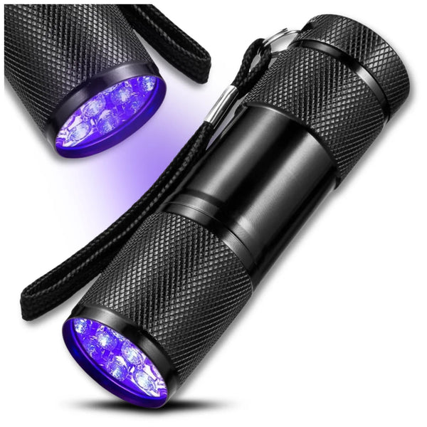 Mini UV žibintuvėlis juodas aliuminis 9 LED Z2