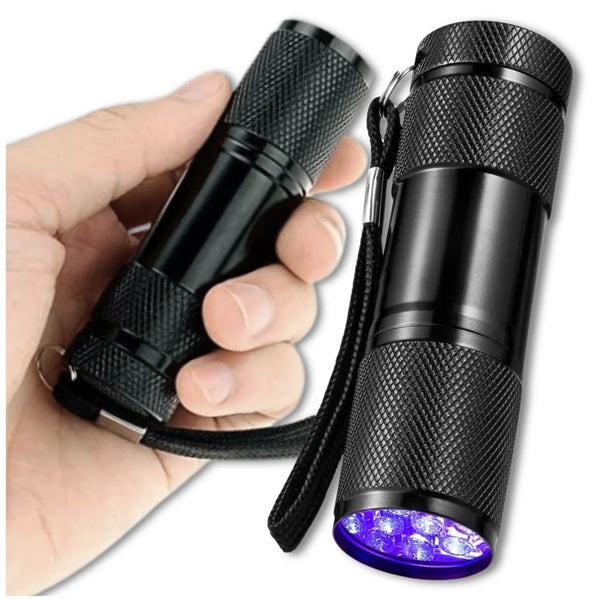 Mini UV žibintuvėlis juodas aliuminis 9 LED Z2