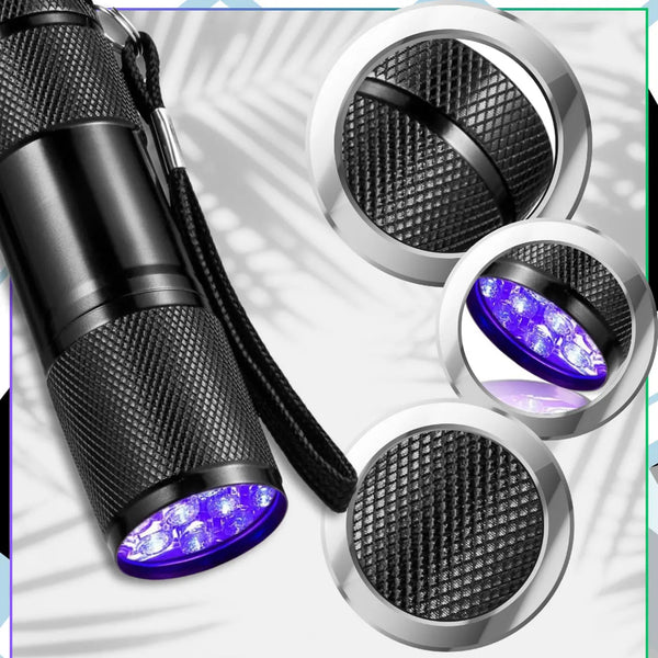 Mini UV žibintuvėlis juodas aliuminis 9 LED Z2