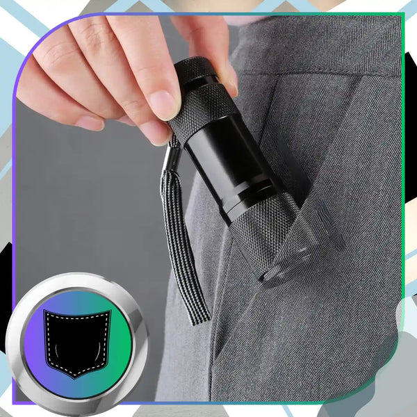 Mini UV žibintuvėlis juodas aliuminis 9 LED Z2