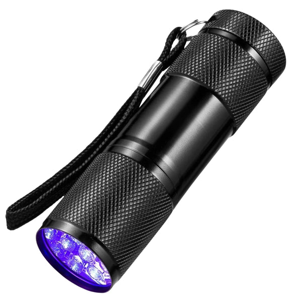 Mini UV žibintuvėlis juodas aliuminis 9 LED Z2