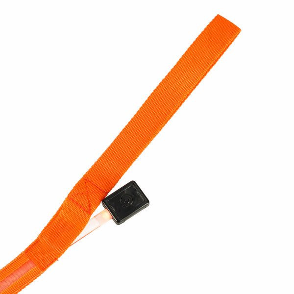 Šviečiantis LED pavadėlis šuniui ar katei 1,2 m, oranžinis M39