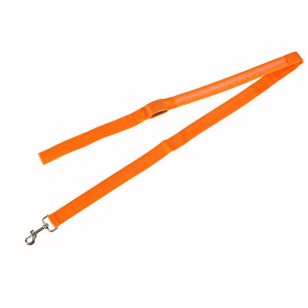 Šviečiantis LED pavadėlis šuniui ar katei 1,2 m, oranžinis M39