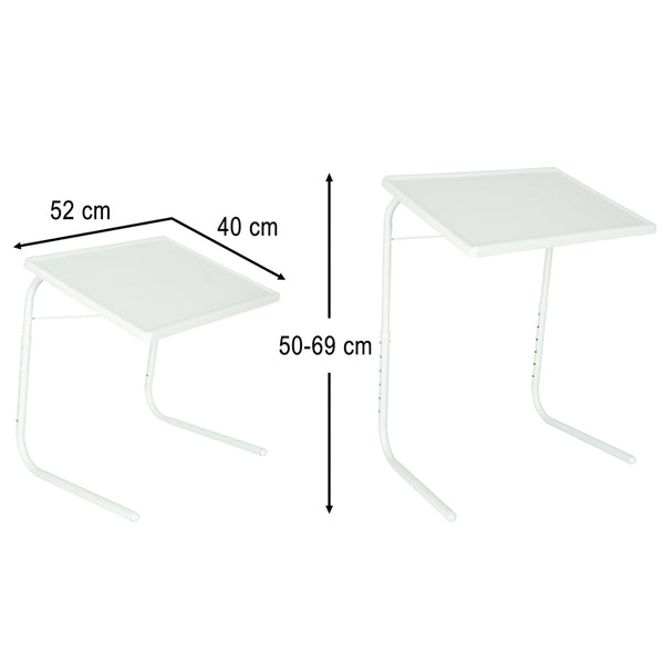 Sulankstomas reguliuojamas daugiafunkcis staliukas nešiojamam kompiuteriui 69 cm, baltas N70