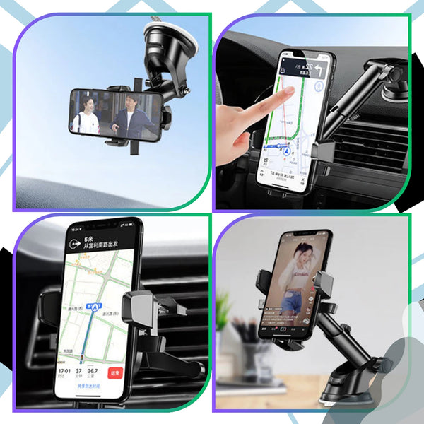 Teleskopinis automobilinis telefono laikiklis, juodas A2