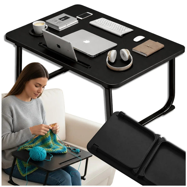 Sulankstomas nešiojamas staliukas laptopui, juodas TP78