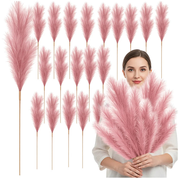 Dirbtinė pampų žolė šilta rožinė PVC, 20 vnt. N90