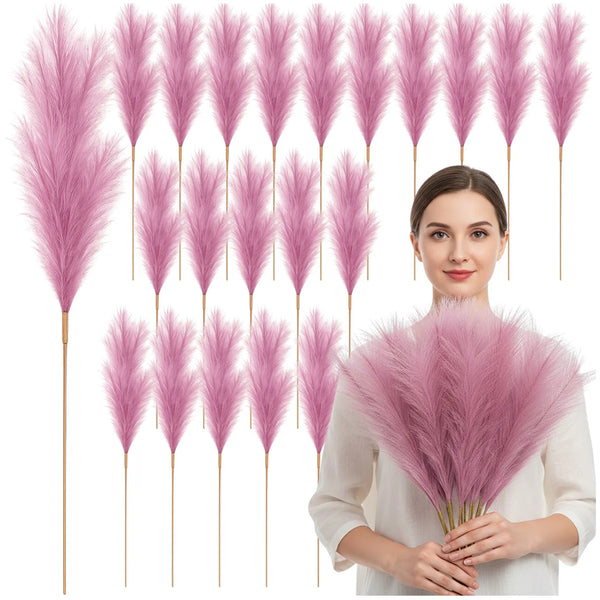 Dirbtinė rožinė pampų žolė PVC 56,5 cm (20 vnt.) N82