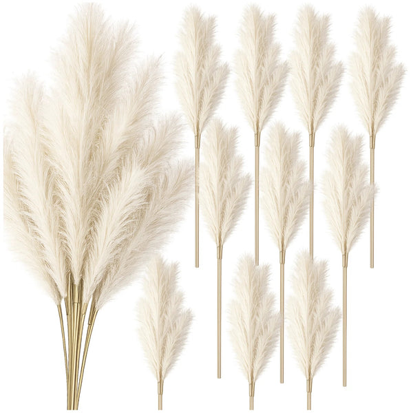 Dirbtinė balta pampų žolė PVC 56,5 cm (10 vnt.) N83