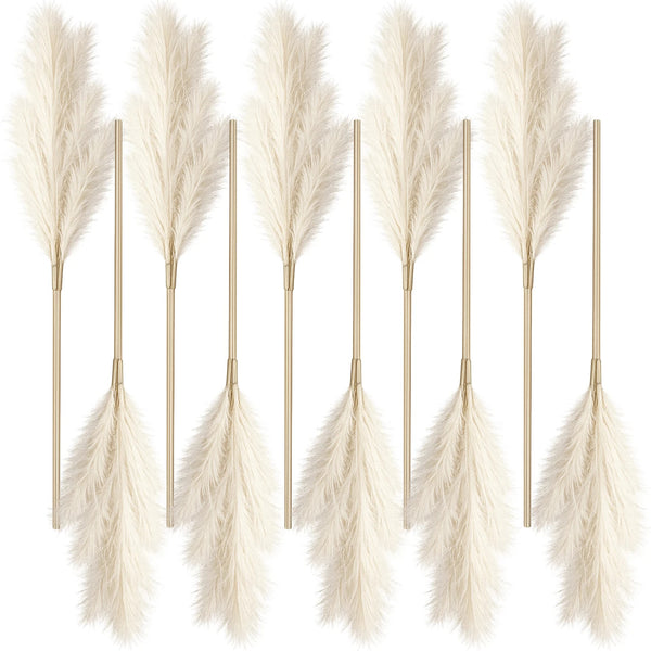 Dirbtinė balta pampų žolė PVC 56,5 cm (10 vnt.) N83
