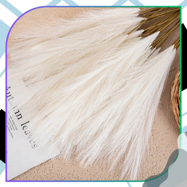 Dirbtinė balta pampų žolė PVC 56,5 cm (10 vnt.) N83