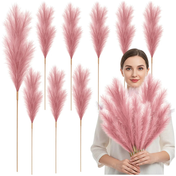 Dirbtinė pampų žolė šiltai rožinė PVC, 10 vnt. N89