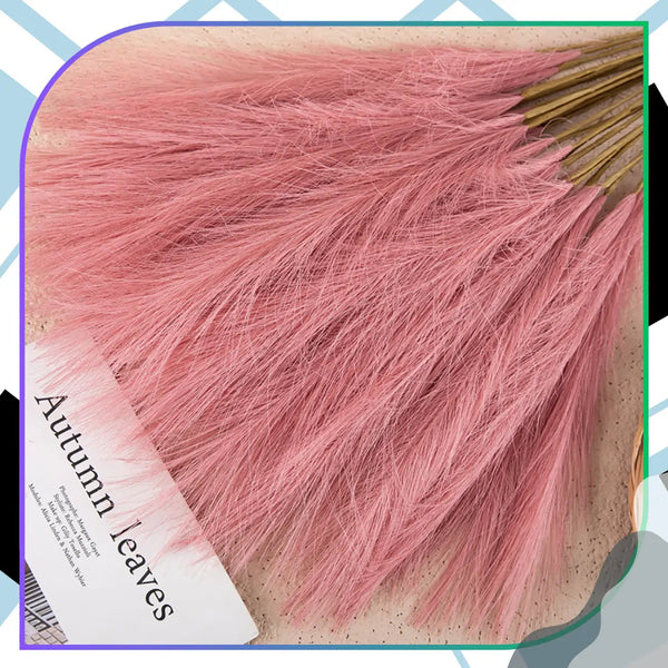 Dirbtinė pampų žolė šiltai rožinė PVC, 10 vnt. N89