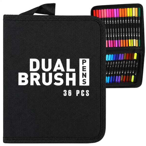Dvipusiai akriliniai flomasteriai Dual Brush Pen, 36 spalvos