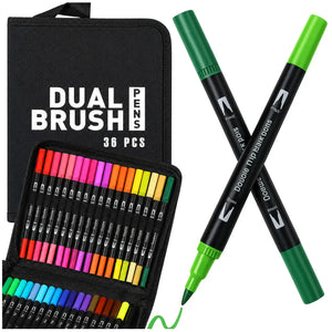 Dvipusiai akriliniai flomasteriai Dual Brush Pen, 36 spalvos