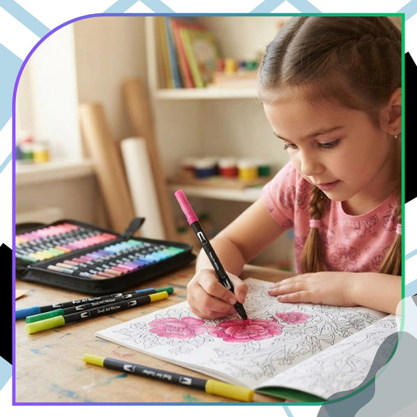 Dvipusiai akriliniai žymekliai su dėklu, 48 spalvos