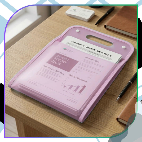 Dokumentų dėklas A4 rožinis PVC, 13 skyrių N127