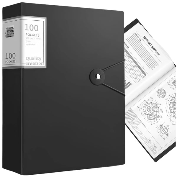 Dokumentų segtuvas A4 juodas PVC, 100 įmautės N132