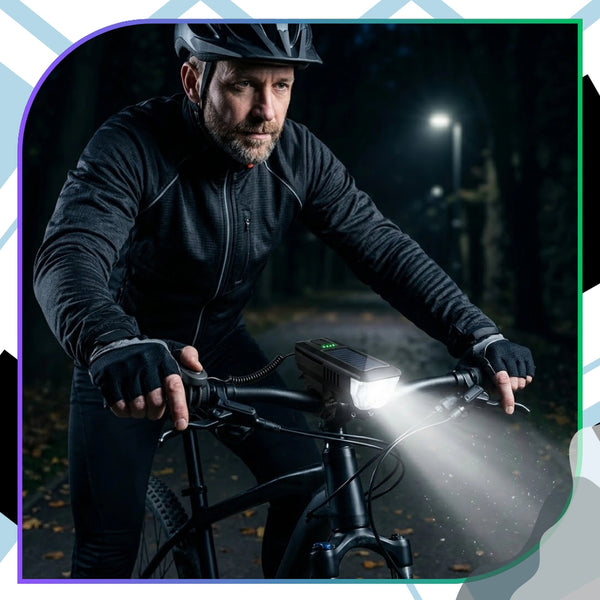 Saulės LED dviračio žibintas su skambučiu 120 dB N162