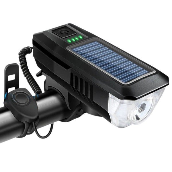 Saulės LED dviračio žibintas su skambučiu 120 dB N162