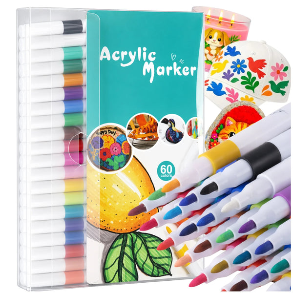 Akriliniai markeriai 60 spalvų, universalūs N157