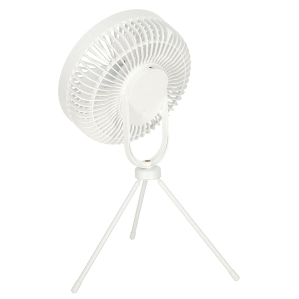 Stalinis belaidis USB ventiliatorius su lempos valdymo pulteliu irute, 4 greičiai, 18 cm, baltas N83