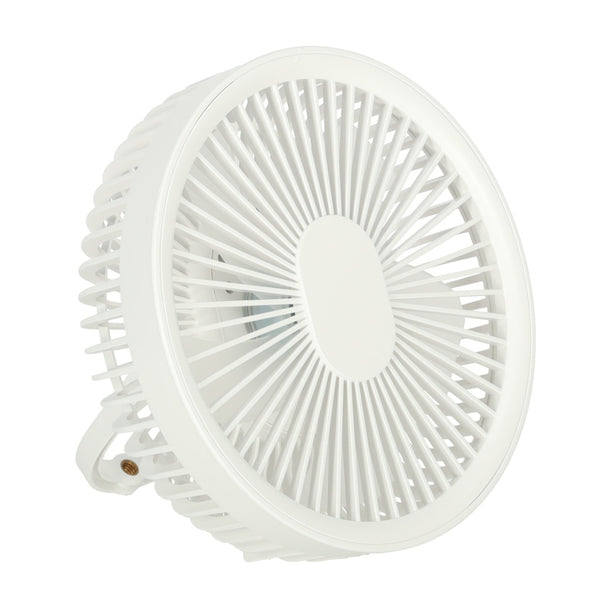 Stalinis belaidis USB ventiliatorius su lempos valdymo pulteliu irute, 4 greičiai, 18 cm, baltas N83