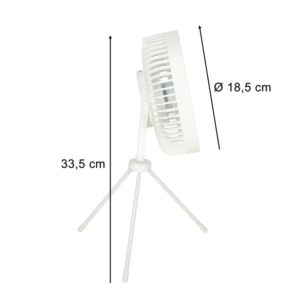 Stalinis belaidis USB ventiliatorius su lempos valdymo pulteliu irute, 4 greičiai, 18 cm, baltas N83