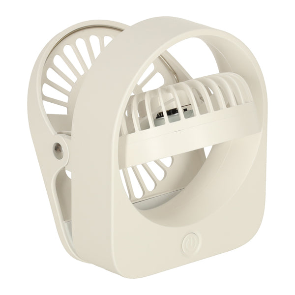 Belaidis USB stalo ventiliatorius su spaustuku, 3 greičiai, 11,5 cm, baltas N88