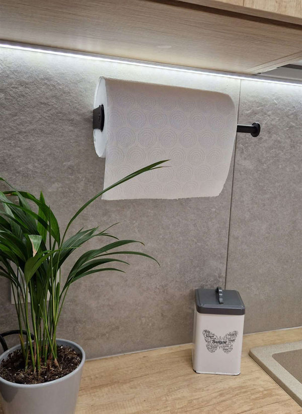 Sukamas virtuvinis popierinių rankšluosčių laikiklis, loft stiliaus, juodas N43
