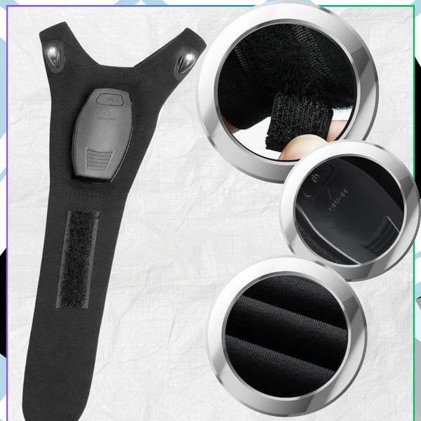 LED žibintuvėlio pirštinės, juodos, USB, 2 vnt. TP91