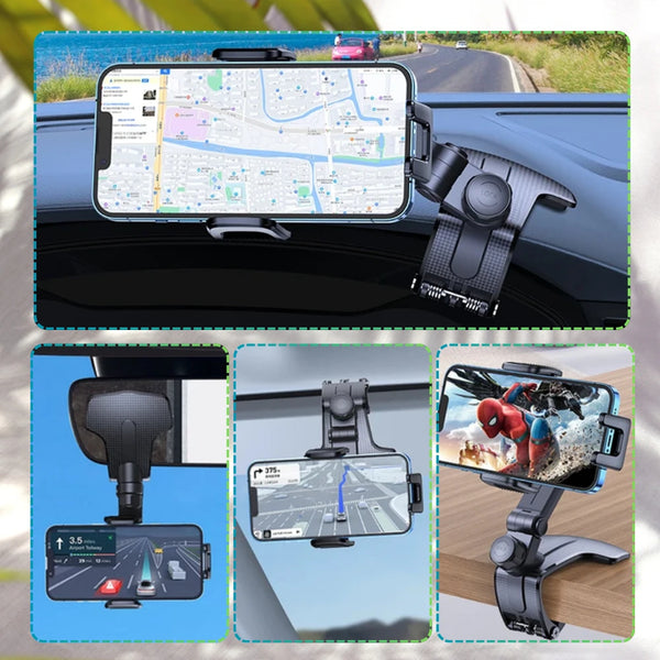 Automobilinis telefono laikiklis, juodas, 360° A34