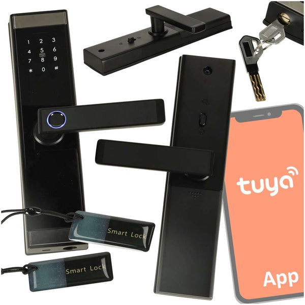 Išmanioji durų rankena su elektronine spyna, kodu, piršto atspaudu ir „Bluetooth“ M10