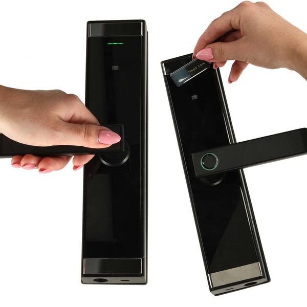 Išmanioji durų rankena su elektronine spyna, kodu, piršto atspaudu ir „Bluetooth“ M10