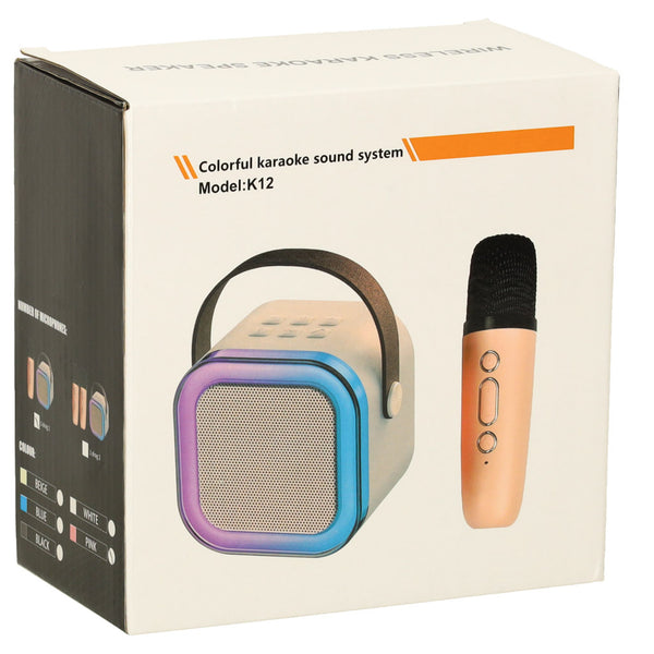 Karaokės rinkinys: „Bluetooth“ garsiakalbis, mikrofonas, USB, LED, rožinis M14